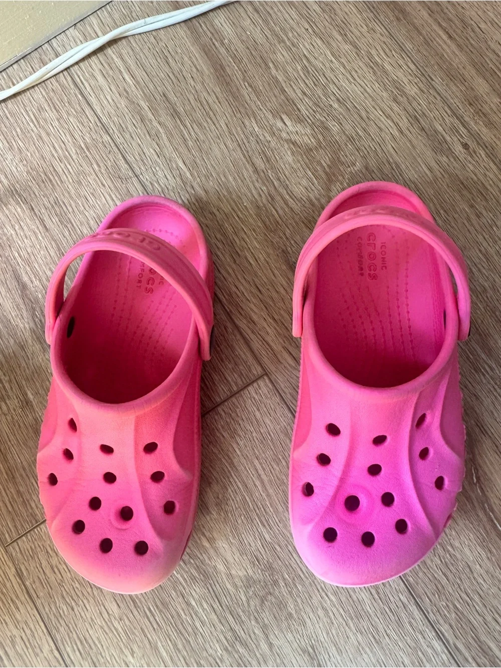 CROCS Kids Yellow Rain Boots, Pink classic Clog, Set of old Navy Jelly’s. USED
